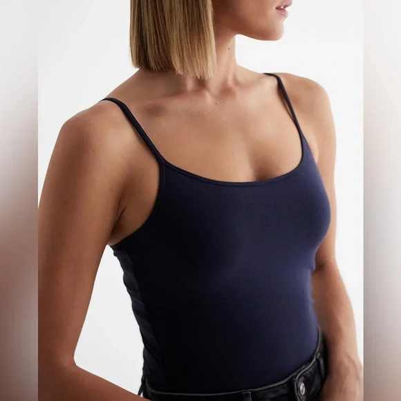 Express Sexy Stretch Cami Bra Tank Top Size Large Navy Blue - Picture 3 of 4